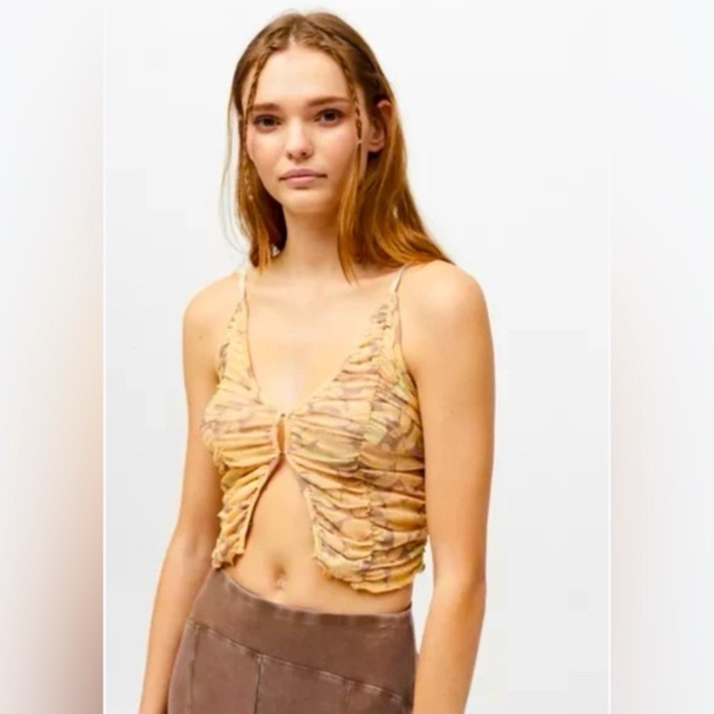 Women's Ruched Tan Crop Top